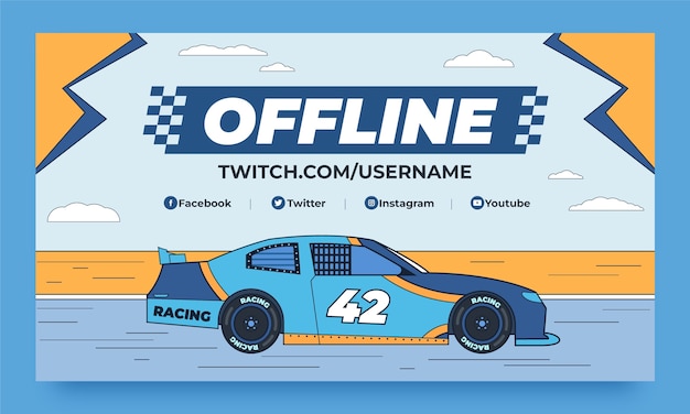 Vecteur gratuit fond de twitch pour le championnat de course automobile