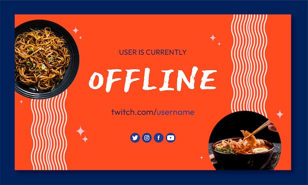 Vecteur gratuit fond de twitch de restaurant de cuisine coréenne design plat