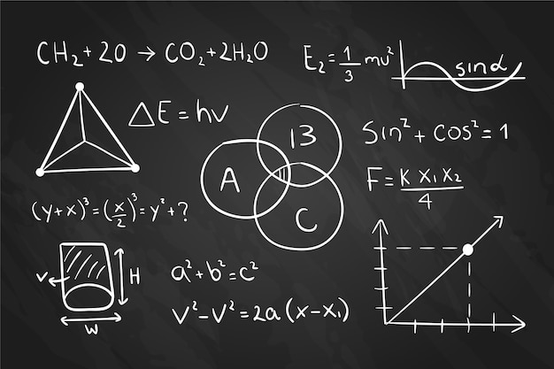 Vecteur gratuit formules scientifiques de conception dessinés à la main