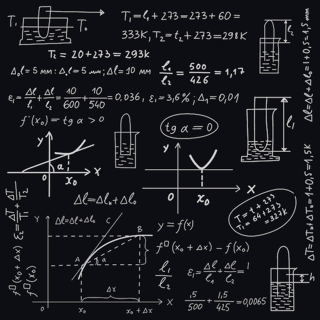 Vecteur gratuit formules scientifiques sur tableau noir