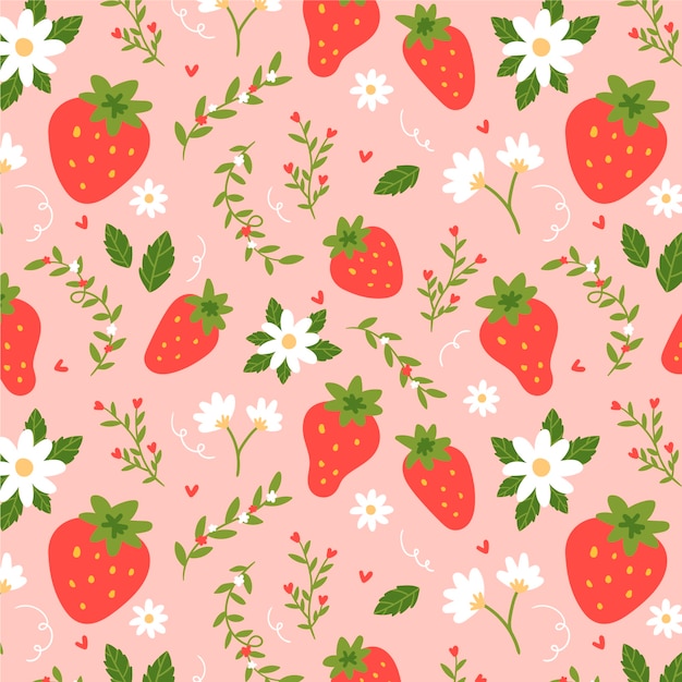 Vecteur gratuit fruits design plat et motif floral