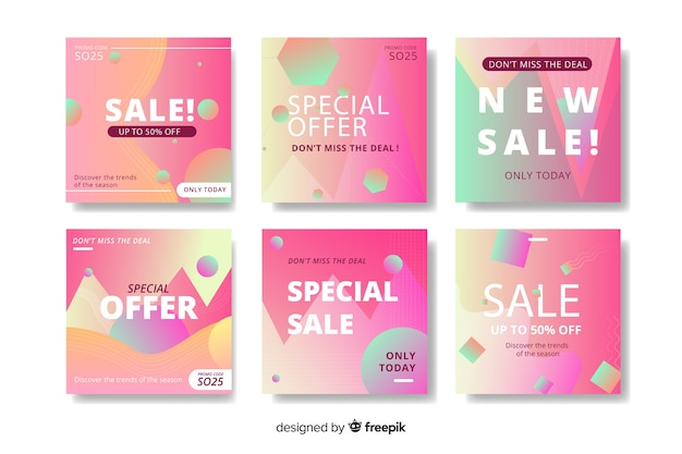 Vecteur gratuit gradient sale instagram post collection