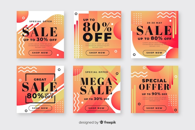 Vecteur gratuit gradient sale instagram post collection