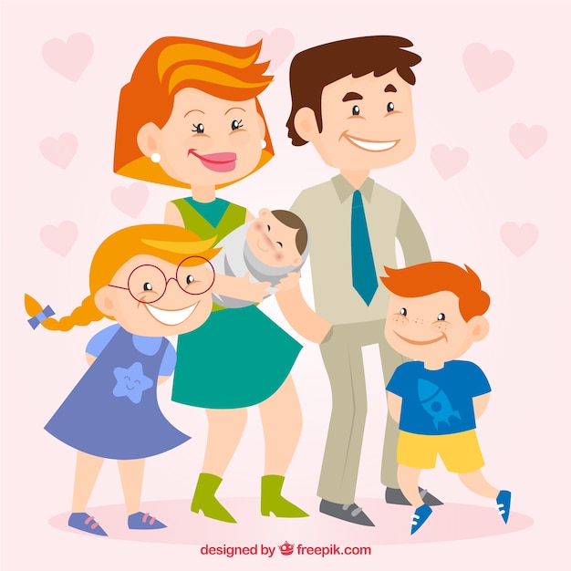 Vecteur gratuit happy family en style cartoon