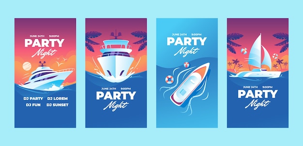 Vecteur gratuit histoires instagram gradient boat party