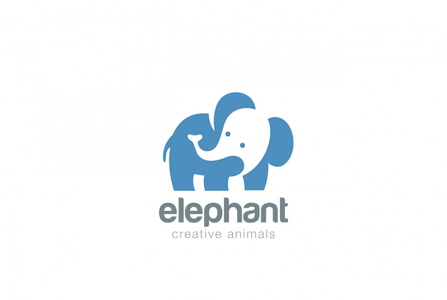 Icône du logo éléphant. Style d'espace négatif