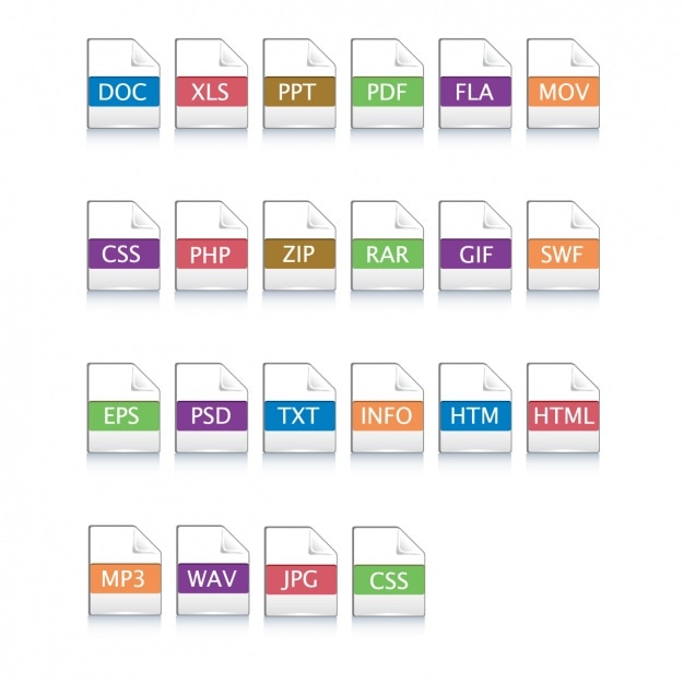 Vecteur gratuit icônes des différents fichiers