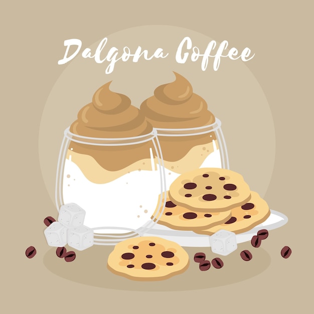 Vecteur gratuit illustration de café design plat dalgona