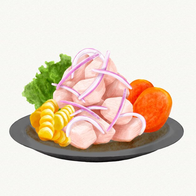 Illustration de ceviche aquarelle