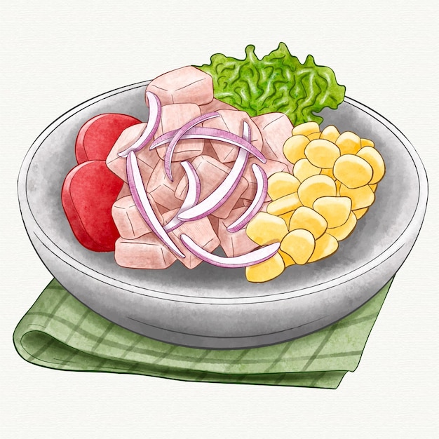 Illustration de ceviche aquarelle