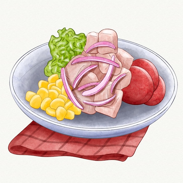 Illustration de ceviche aquarelle