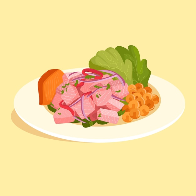 Illustration de ceviche dessiné à la main