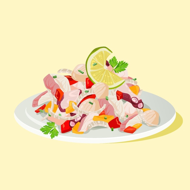 Illustration de ceviche dessiné à la main