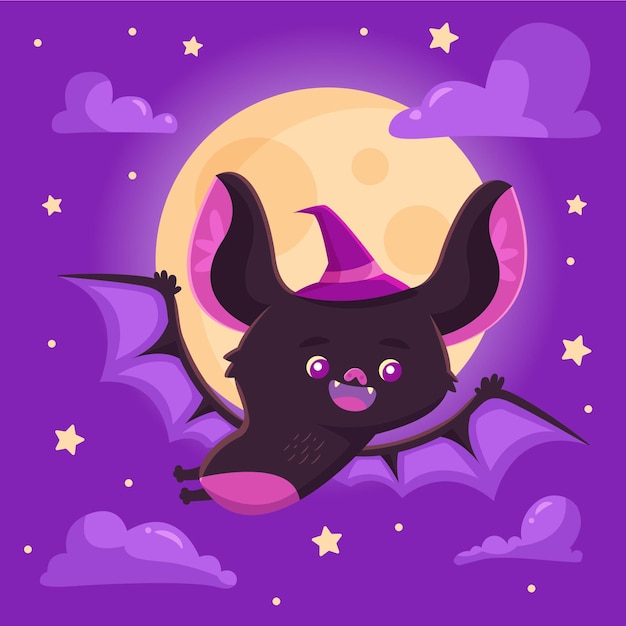 Vecteur gratuit illustration de chauve-souris halloween plat dessiné à la main