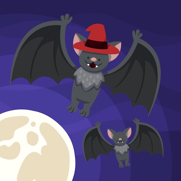 Vecteur gratuit illustration de chauve-souris halloween plat dessiné à la main