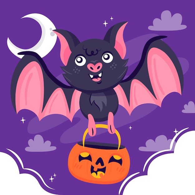 Vecteur gratuit illustration de chauve-souris halloween plat dessiné à la main