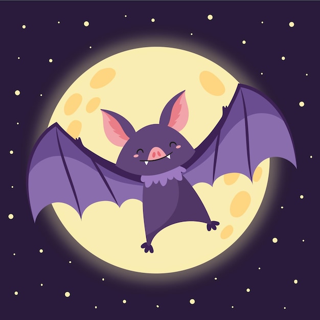 Vecteur gratuit illustration de chauve-souris halloween plat dessiné à la main