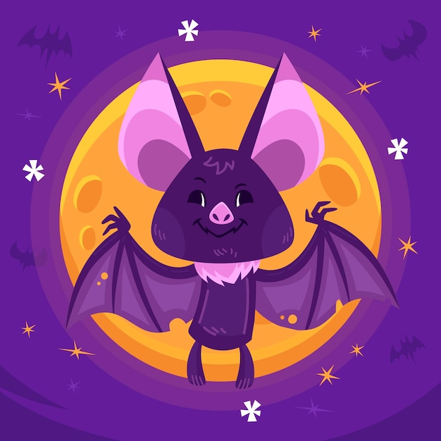 Vecteur gratuit illustration de chauve-souris halloween plat