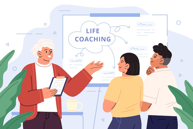 Vecteur gratuit illustration de coaching de vie dessinée à la main