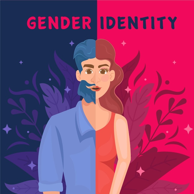 Illustration de concept d'identité de genre avec homme et femme