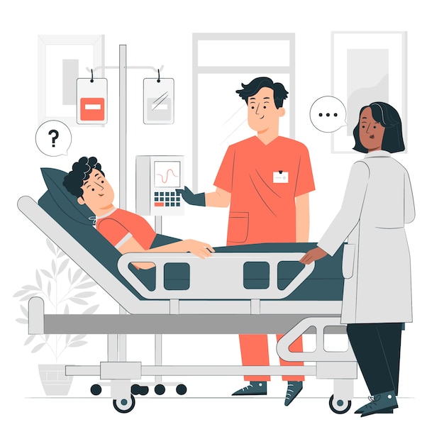 Illustration de concept de lit d'hôpital