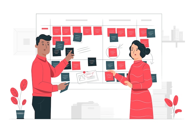 Illustration de concept de Scrum board