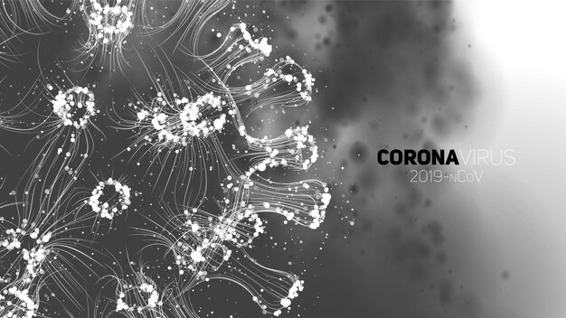illustration conceptuelle de Coronavirus. Forme de virus 3D sur un fond abstrait. Visualisation des agents pathogènes.