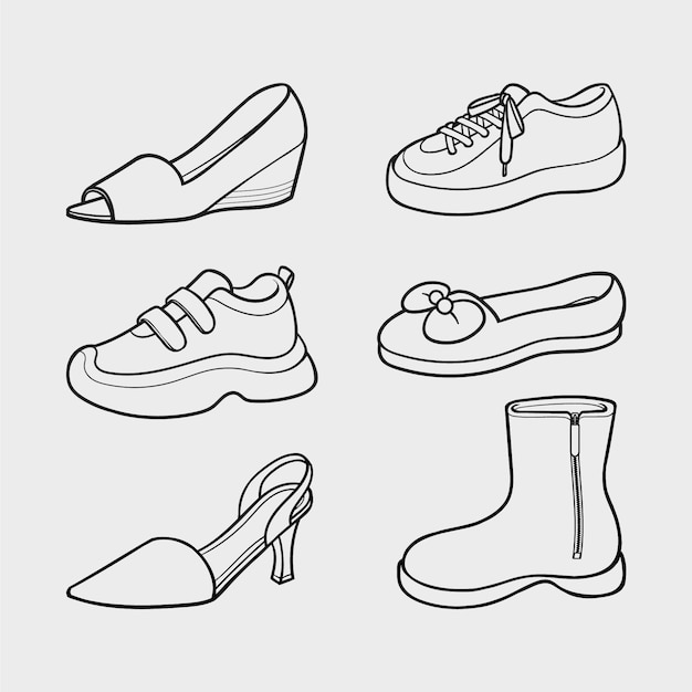 Vecteur gratuit illustration de contour de chaussure dessinée à la main