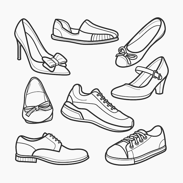 Vecteur gratuit illustration de contour de chaussure dessinée à la main