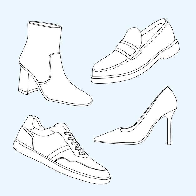 Vecteur gratuit illustration de contour de chaussures dessinées à la main