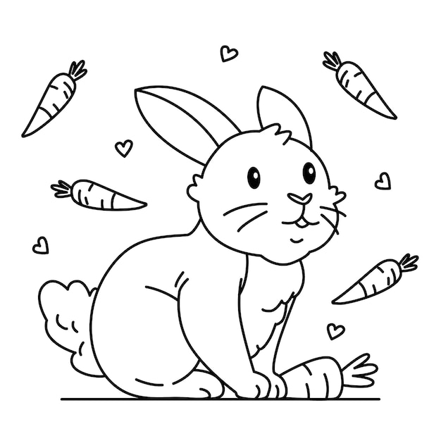 Vecteur gratuit illustration de contour de lapin dessiné à la main