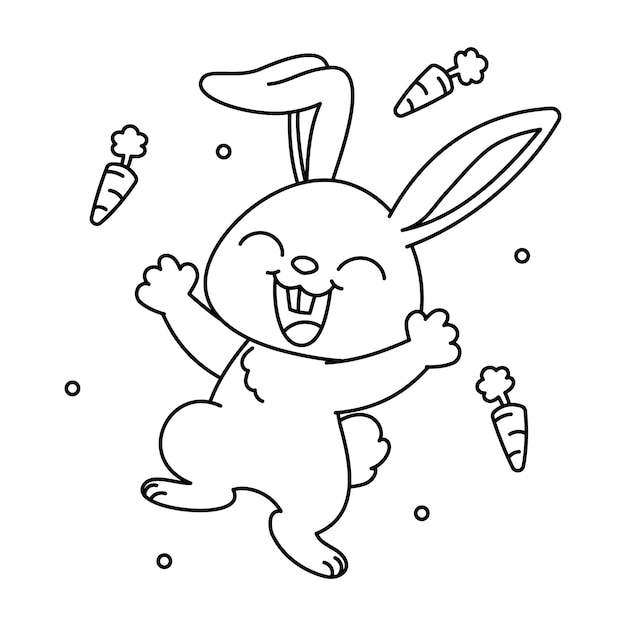 Vecteur gratuit illustration de contour de lapin dessiné à la main