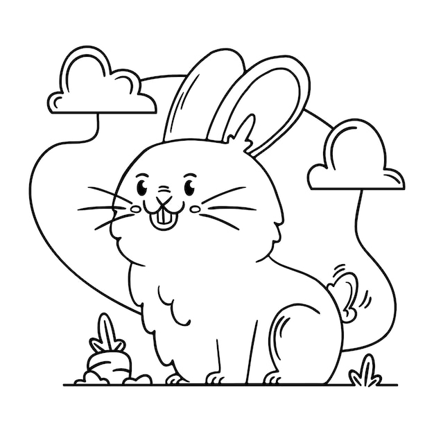 Vecteur gratuit illustration de contour de lapin dessiné à la main