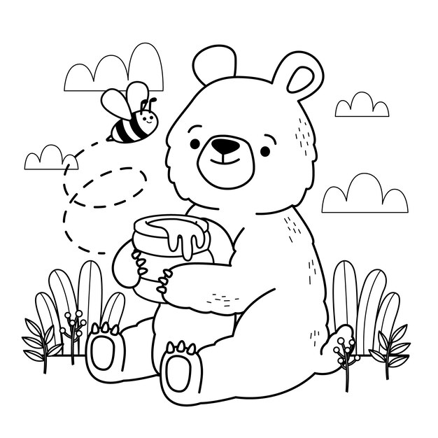 Illustration de contour d'ours dessiné à la main