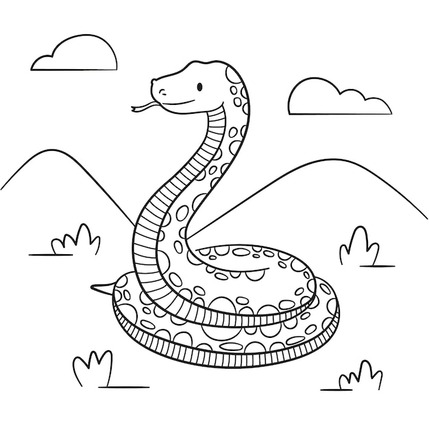 Vecteur gratuit illustration de contour de serpent dessiné à la main