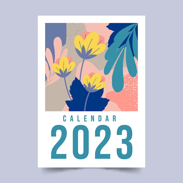 Vecteur gratuit illustration de la couverture du calendrier plat 2023