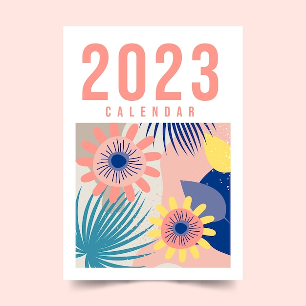 Vecteur gratuit illustration de la couverture du calendrier plat 2023