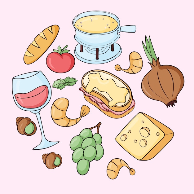 Vecteur gratuit illustration de cuisine française dessinée à la main