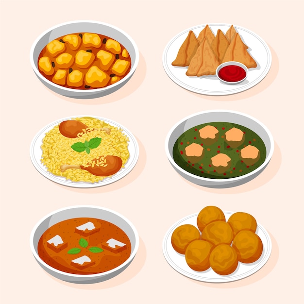 Vecteur gratuit illustration de cuisine indienne dessinée à la main