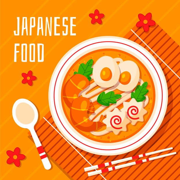 Illustration de cuisine japonaise design plat