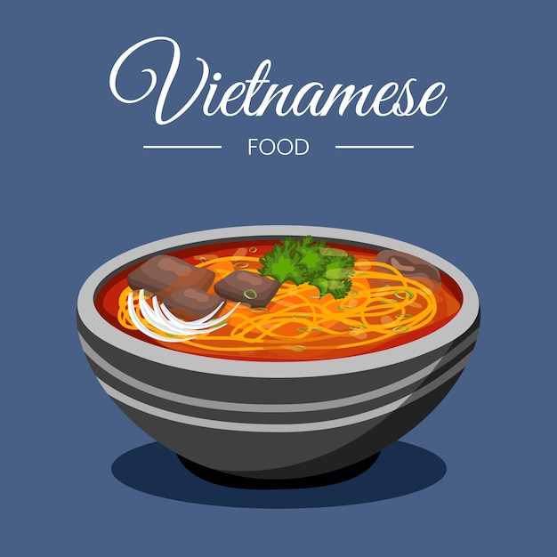 Illustration de cuisine vietnamienne design plat dessiné à la main