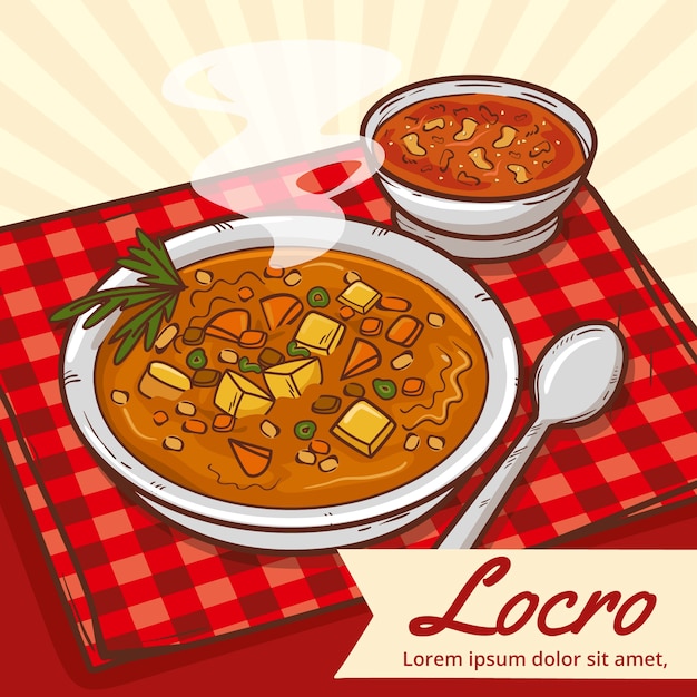 Vecteur gratuit illustration de délicieux locro dessiné à la main