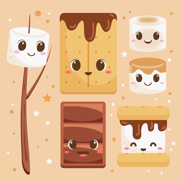 Vecteur gratuit illustration de design plat sweet s'more