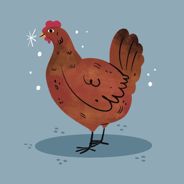 Vecteur gratuit illustration dessinée à la main d'une poule