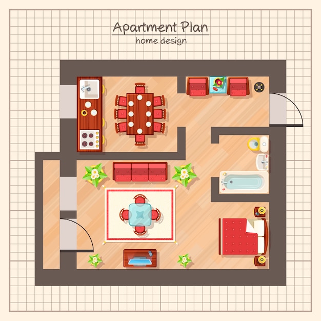 Vecteur gratuit illustration du plan de l&#39;appartement