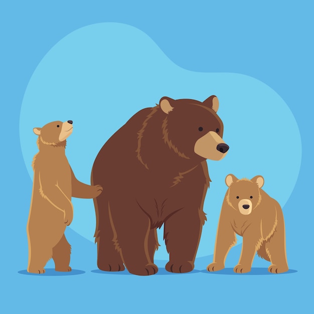 Vecteur gratuit illustration de la famille des ours dessinés à la main