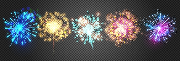 Illustration de feux d&#39;artifice de pétillantes lumières de pétard.