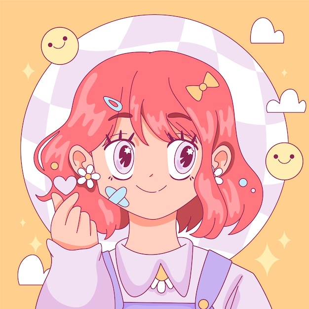 Vecteur gratuit illustration de fille kawaii dessinée à la main