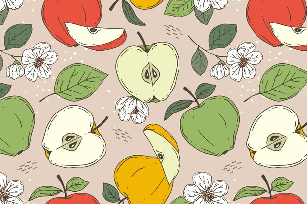 Illustration de fruits et de motifs floraux design plat