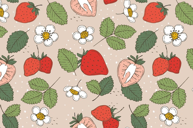 Vecteur gratuit illustration de fruits et de motifs floraux design plat